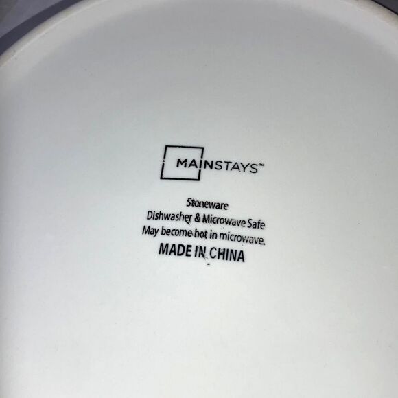 MAINSTAYS Soup Salad Bowl Blue on White Background Geometric Design 9.25 inches - Picture 7 of 8